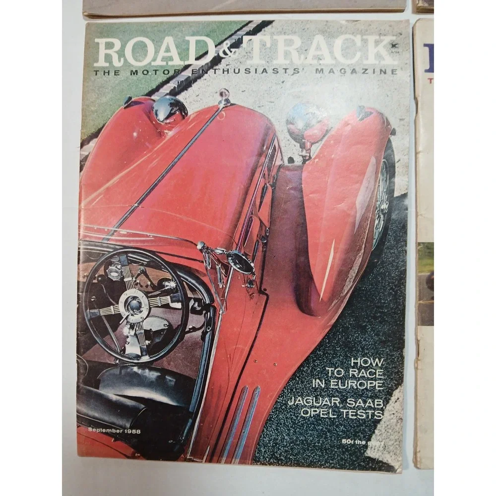 VINTAGE 1958 ROAD‎ AND TRACK MAGAZINE LOT OF 4 ISSUES RACING PERFORMANCE CARS